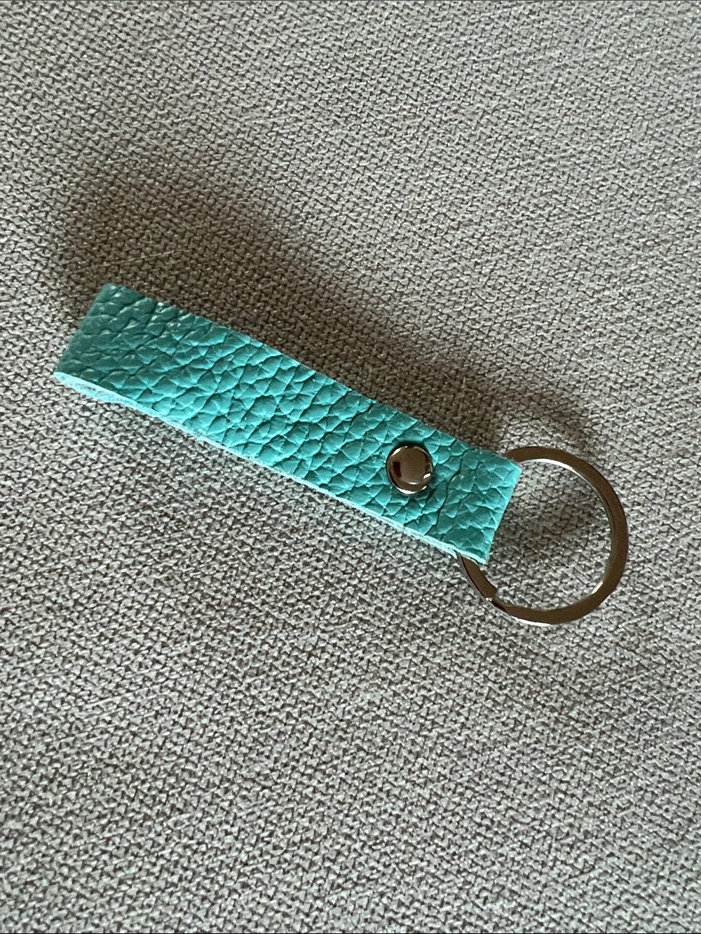 Richard Bruin's Handmade Genuine Leather Keychain in Tiffany Blue